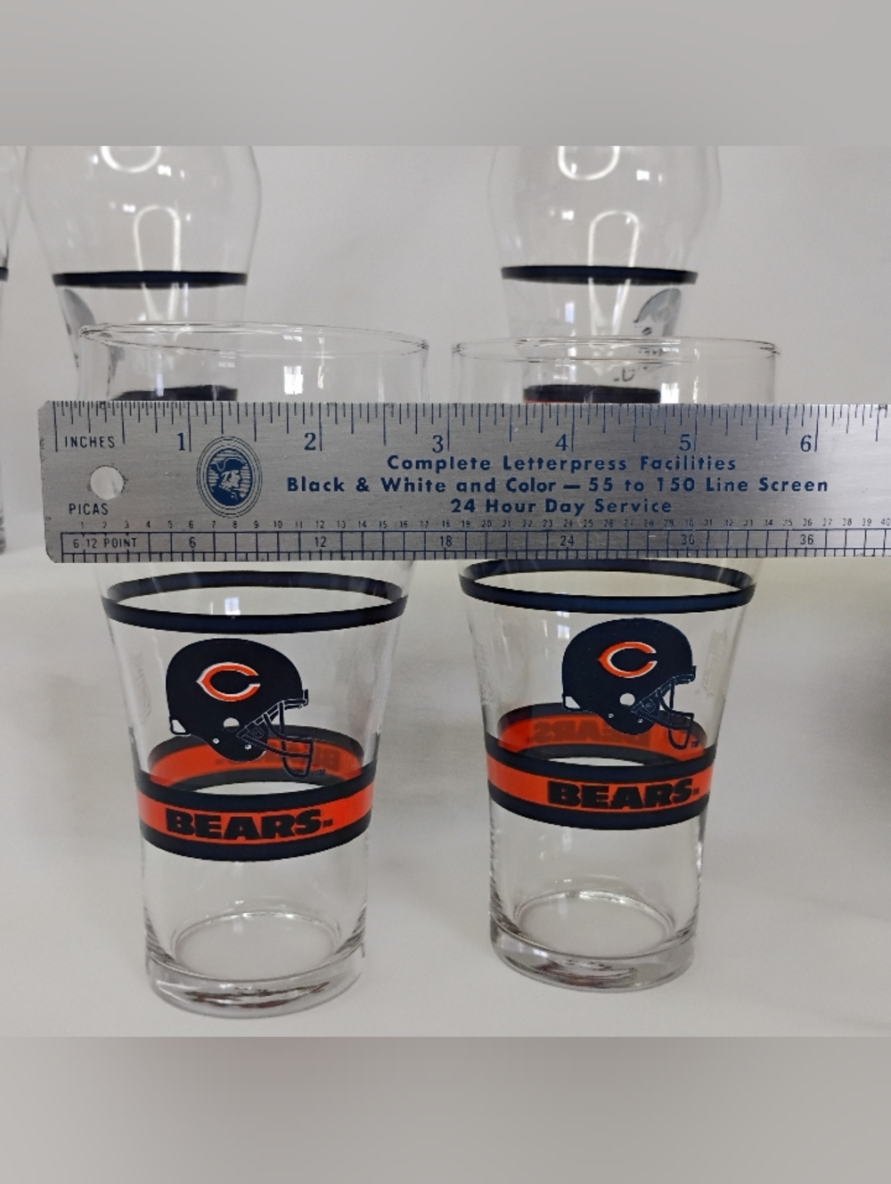 Vintage 5pc Set Chicago Bears Coca-Cola Bar Pub Glasses NFL Football Drinkware - Picture 9 of 11